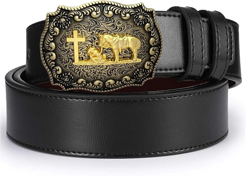 Seternaly Religion Cross Prayer and Horse Belt Buckle Western Cowboy Longhorn Belt Buckles for Men Women - Image 4